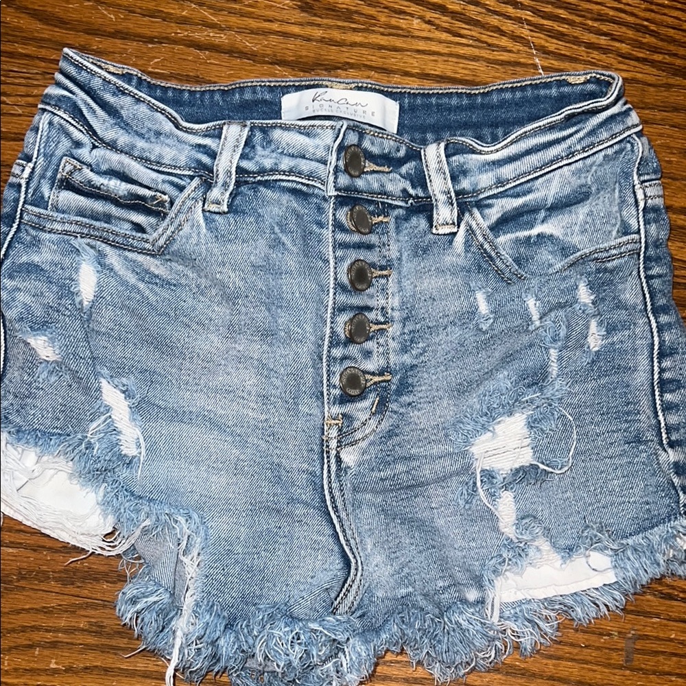 KanCan Blue High-Waisted Jean Shorts